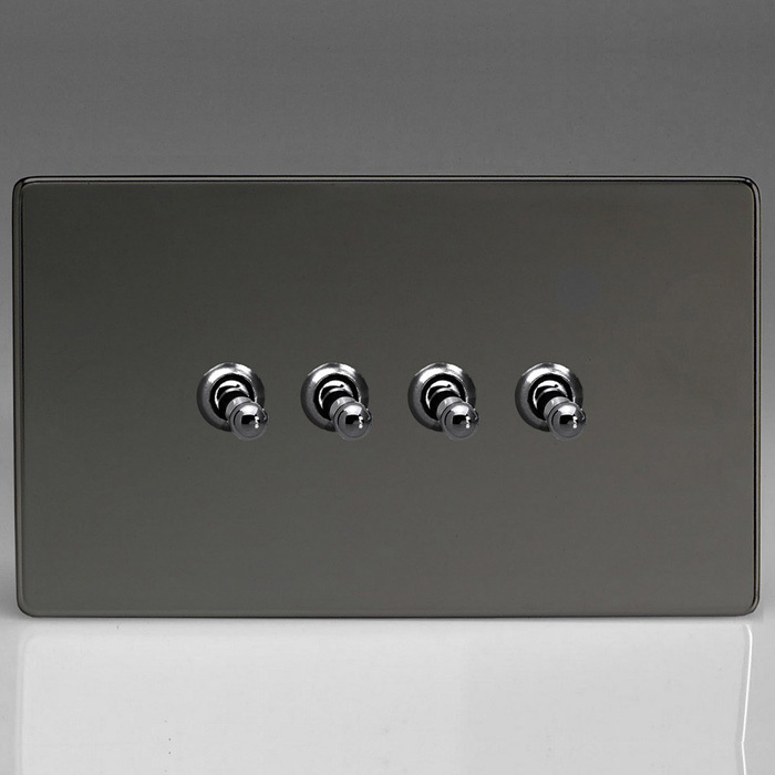 4-Gang 10A Toggle Switch - Iridium Black Image 1