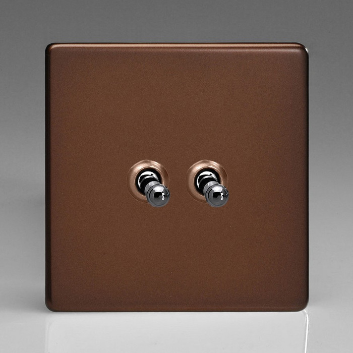 2-Gang 10A Toggle Switch - Mocha Image 1