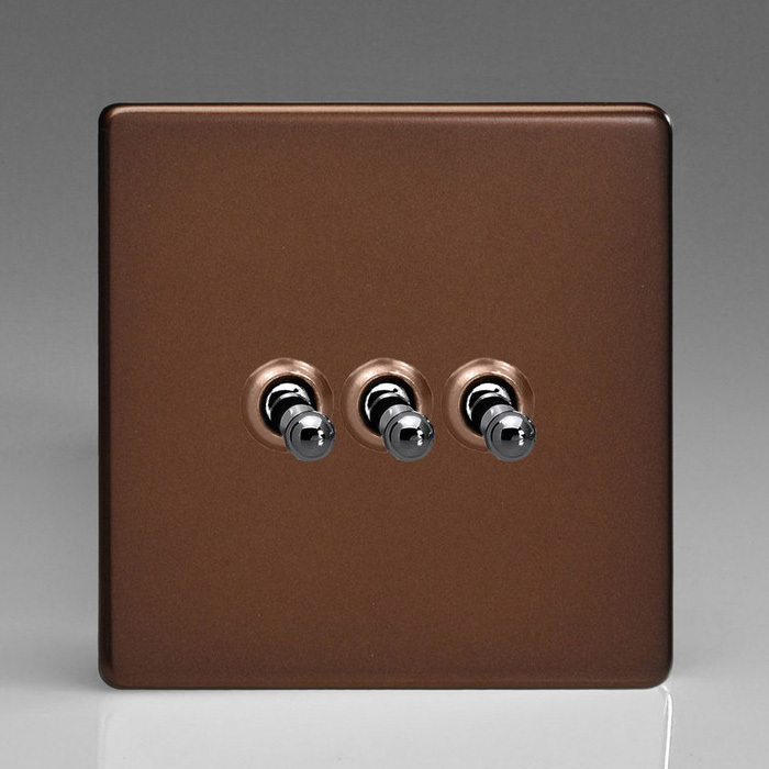 3-Gang 10A Toggle Switch - Mocha Image 1