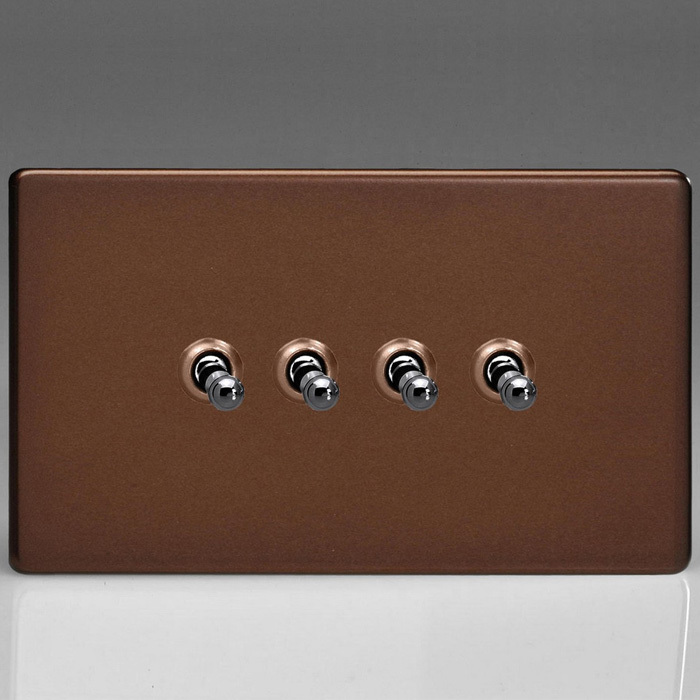 4-Gang 10A Toggle Switch - Mocha Image 1