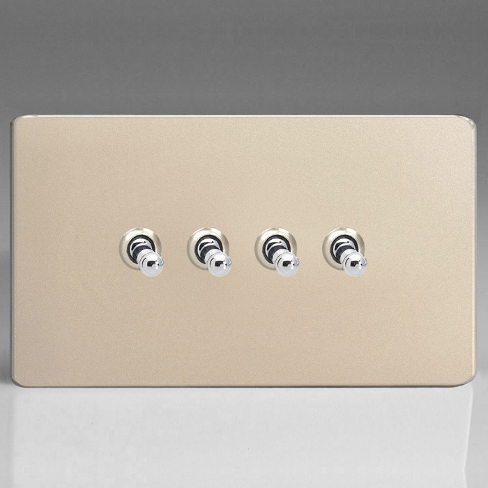 10A Toggle Switch - Satin Chrome 4-Gang Image 1