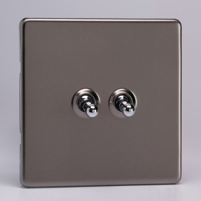 10A Toggle Switch - Pewter 2-Gang Image 1