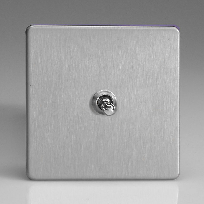 1-Gang 10A Toggle Switch - Brushed Steel Image 1