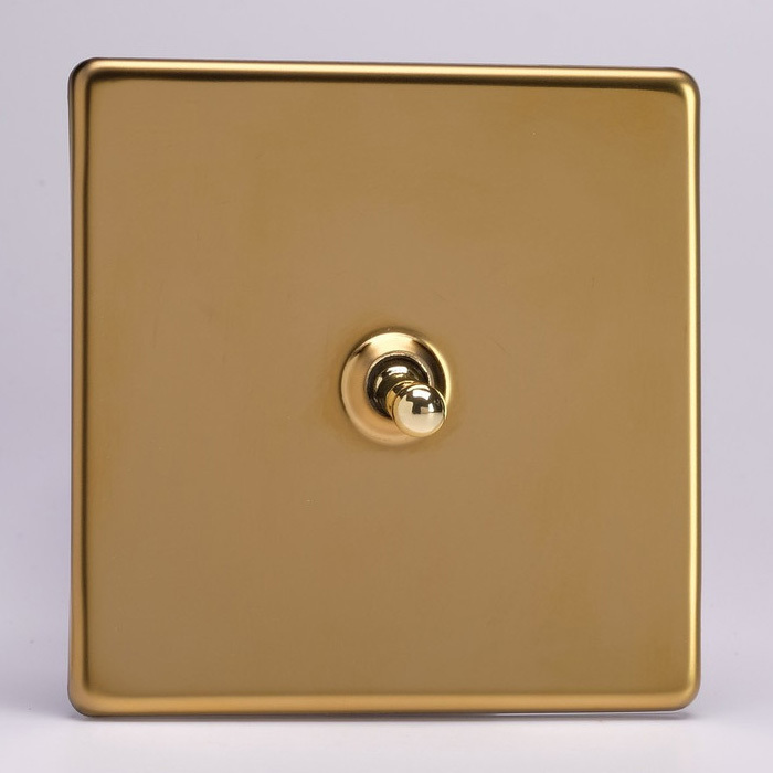 1-Gang 10A Toggle Switch - Polished Brass Image 1