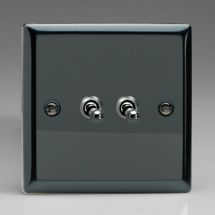 2-Gang 10A Toggle Switch - Iridiam Black Image 1