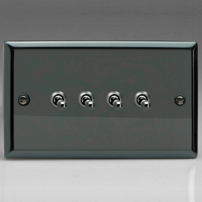 4-Gang 10A Toggle Switch - Iridiam Black Image 1
