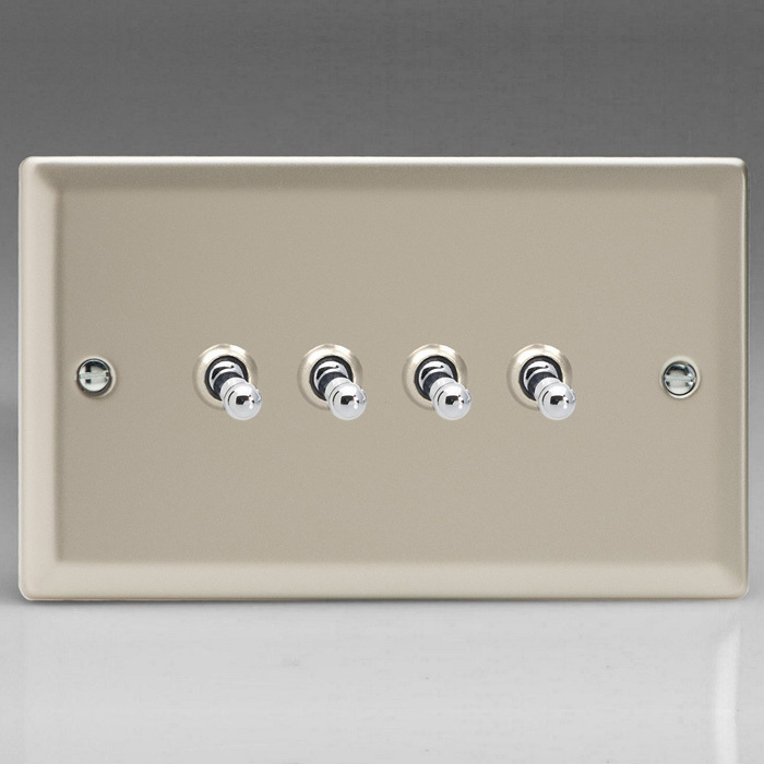 4-Gang 10A Toggle Switch - Satin Chrome Image 1
