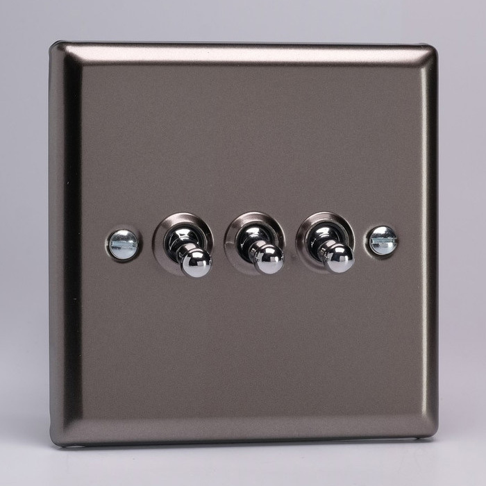 3-Gang 10A Toggle Switch - Pewter Image 1