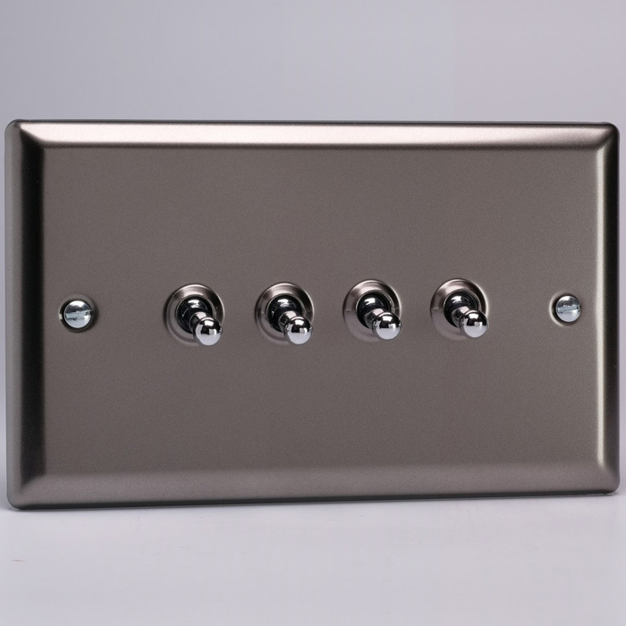 4-Gang 10A Toggle Switch - Pewter Image 1