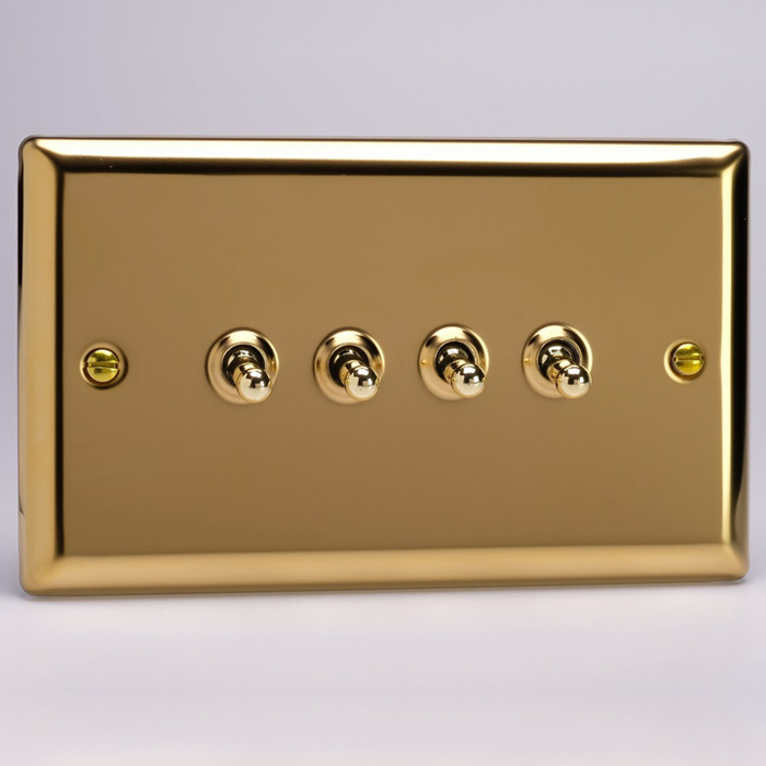4-Gang 10A Toggle Switch - Victorian Brass Image 1