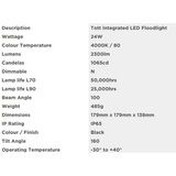 TOTT LED Flood Light 24w 2300lm 4000k