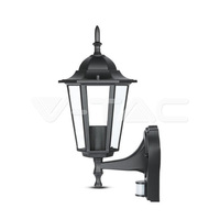 V-TAC Garden Wall Lamp E27 Matt Black With PIR Sensor