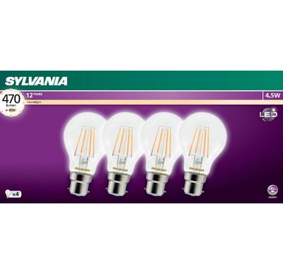 4 Pack 4.5W Sylvania Clear Globes 