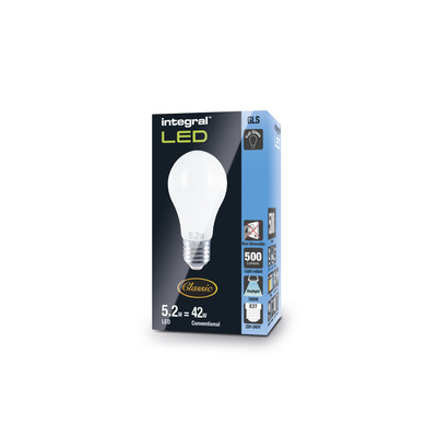 CLASSIC GLS BULB E27 500LM 5.2W 5000K NON-DIMM 300 BEAM FROSTED