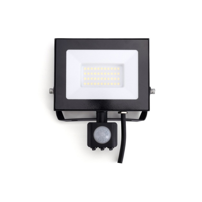 COMPACT SLIM FLOODLIGHT PIR 30W 3000LM 4000K 120 BEAM 100LM/W IP65 IK05 LED BLAC Image 2