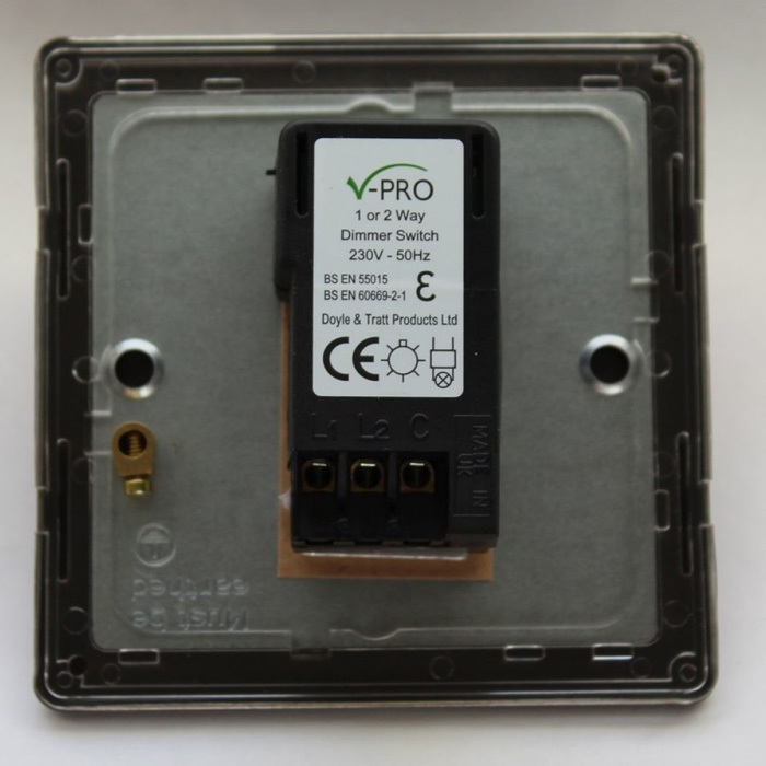 Varilight V-Pro 1 Gang Dimmer - Brushed Steel Image 2