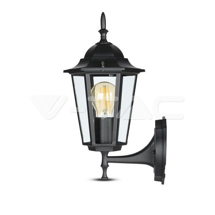 V-TAC Garden Wall Lamp E27 Matt Black Up Image 2