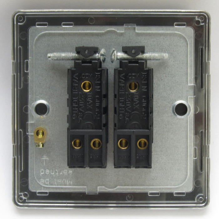 2-Gang 10A Toggle Switch - Brushed Brass Image 2