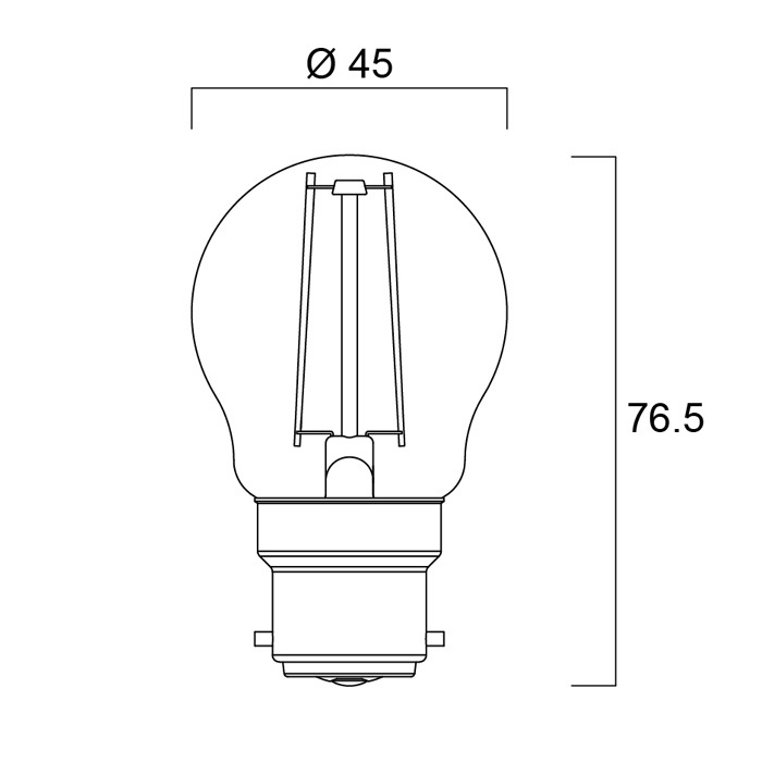 4.5 Watt B22 (Bayonet) Filament Golf Bulb Shape LED (40w) Image 3