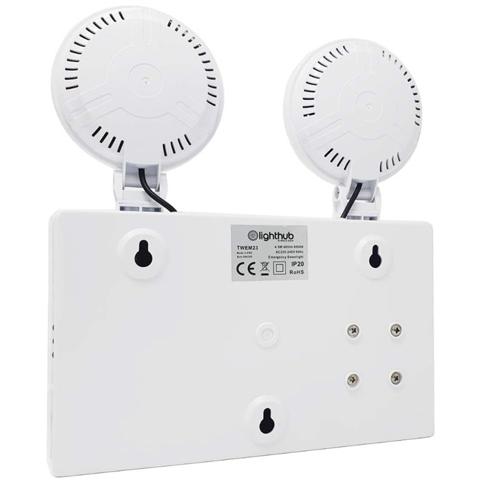 4W IP20 TWIN SPOT EMERGENCY LUMINAIRE NON MAINTAINED 6500K SELF TEST Image 3