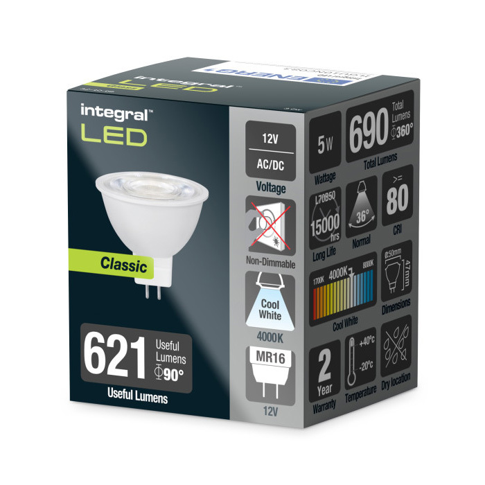 4.8 Watt Glass MR16 4000k Cool White (35w) Image 3