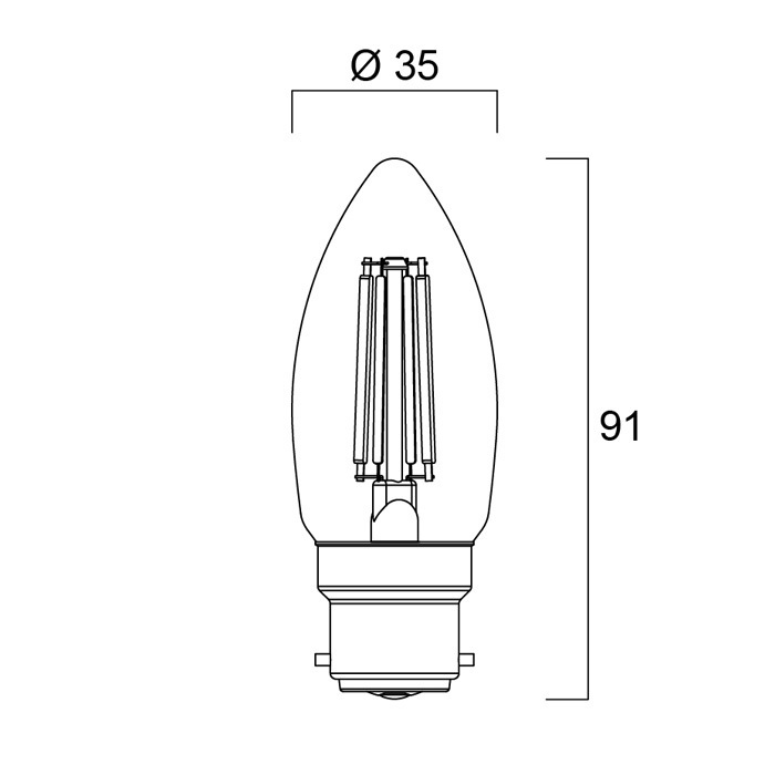 10 Pack - 2 Watt B22 Filament Candle Bulb (25w) Image 4