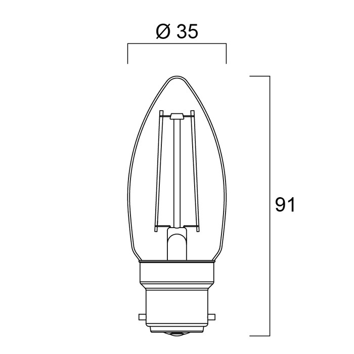 2.1 Watt B22 Filament LED Candle (25w) Image 4