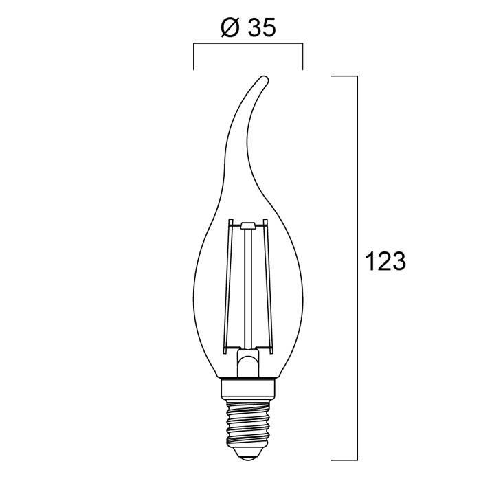2 Watt E14 Filament LED Bent Tip Candle (25w) Image 4