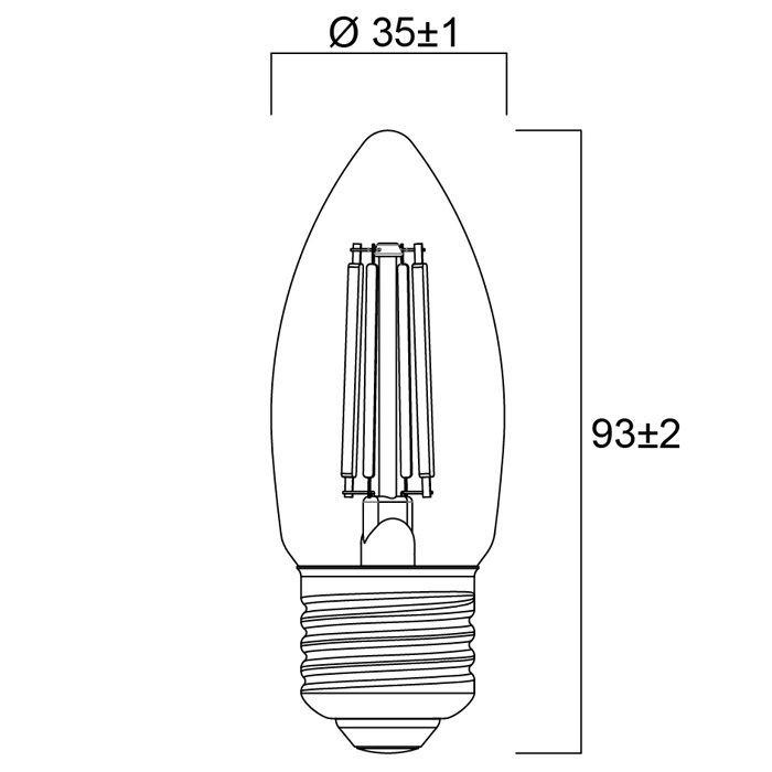 4 Watt E27 Filament LED Candle (40w) Image 5